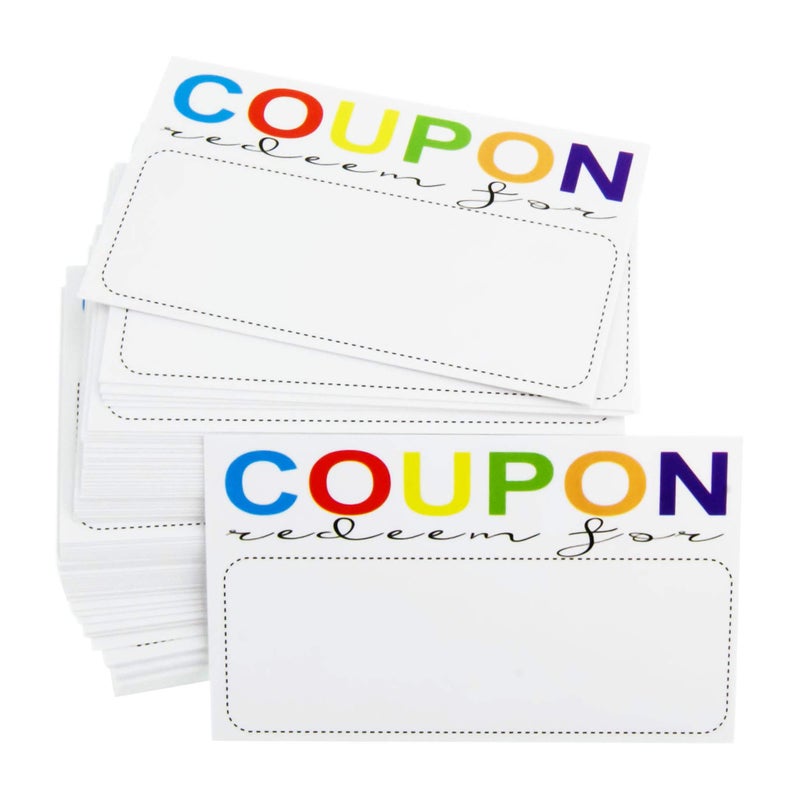 RXBC2011 Coupon Cards Pack of 100 for Business Blank Coupons Gift Certificates Vouchers - Image 1
